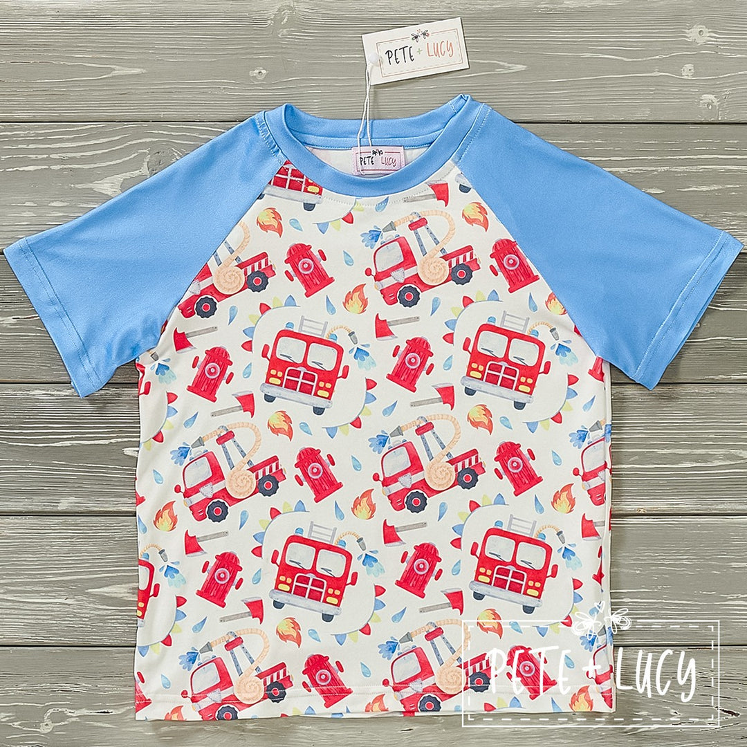 Mini Boden Boys 6-7Y 122 CM Robot Blue Fire Engine Chain Stitch Logo T-shirt, image size:1080x1080